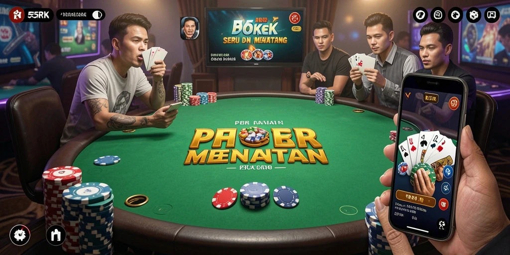 Tampilan permainan Poker yang dinamis dan menarik di 55RK.