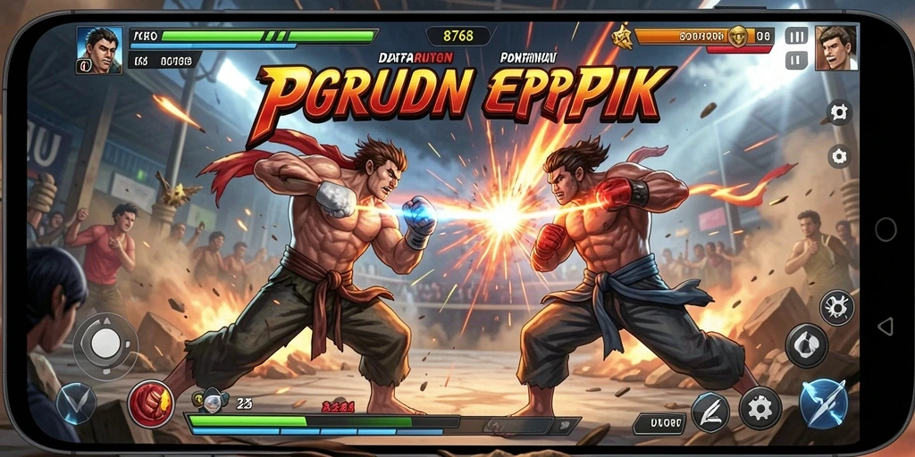Tampilan screenshot utama 8768 menampilkan aksi pertarungan yang mendebarkan.