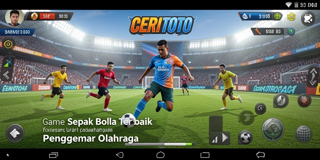 Gameplay CERITOTO yang menampilkan aksi sepak bola seru.