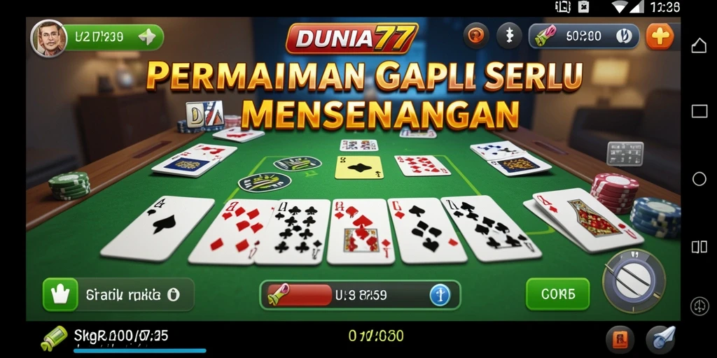 Tampilan gameplay Gaple yang menarik dan interaktif di DUNIA77.
