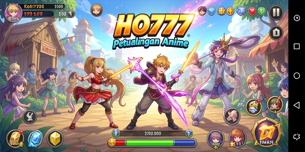 Screenshot utama HO777 menampilkan pertarungan epik dalam dunia Anime.
