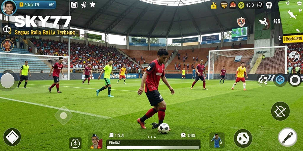 Tampilan gameplay menegangkan di <strong>SKY77</strong>, menunjukkan aksi sepak bola yang mendebarkan.