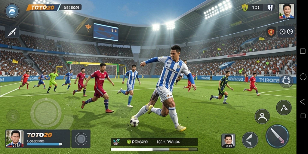 Tangkapan layar gameplay TOTO20 dengan aksi seru dalam olahraga.